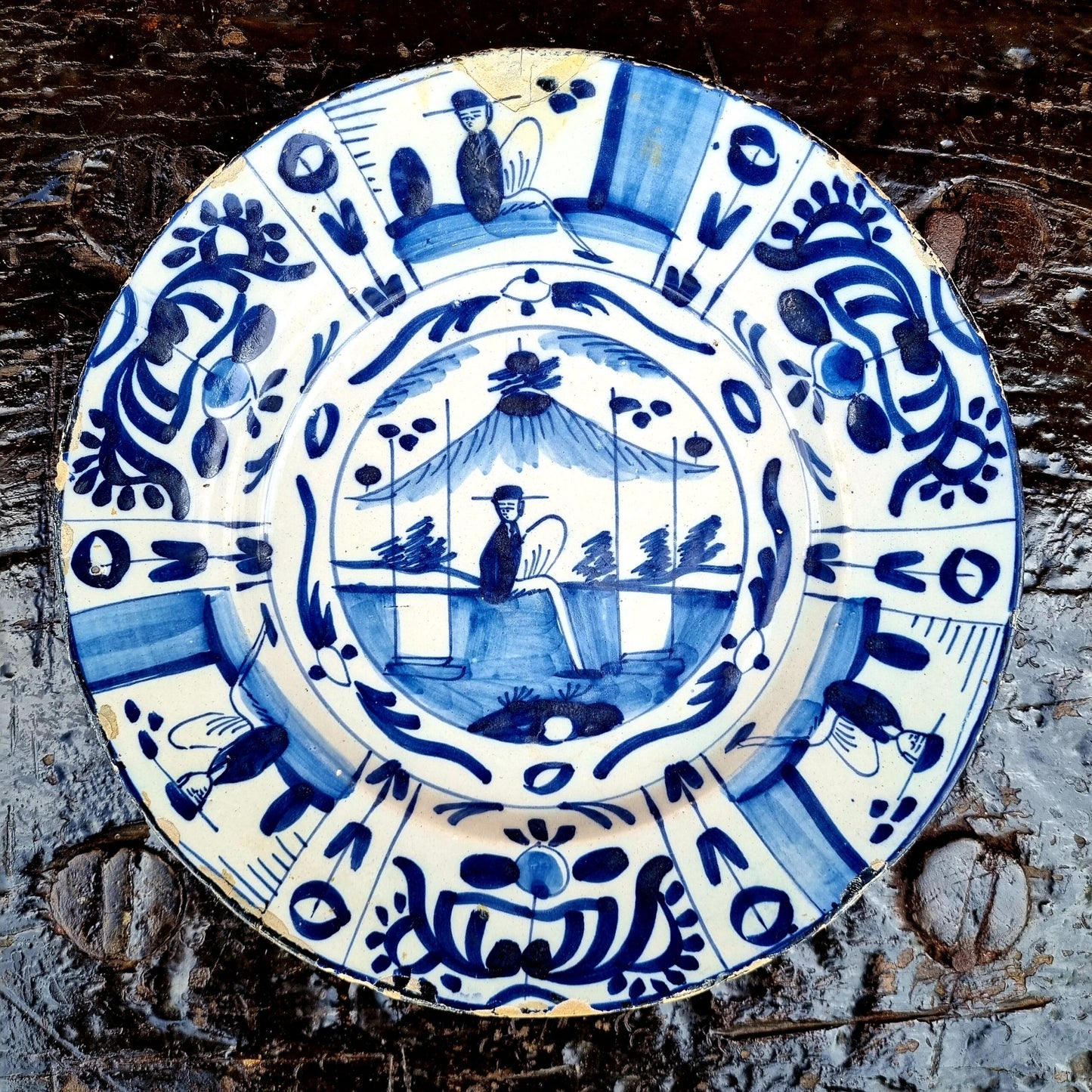 18th Century Dutch Antique Delftware Plate in the Chinoiserie Manner 2 of 2