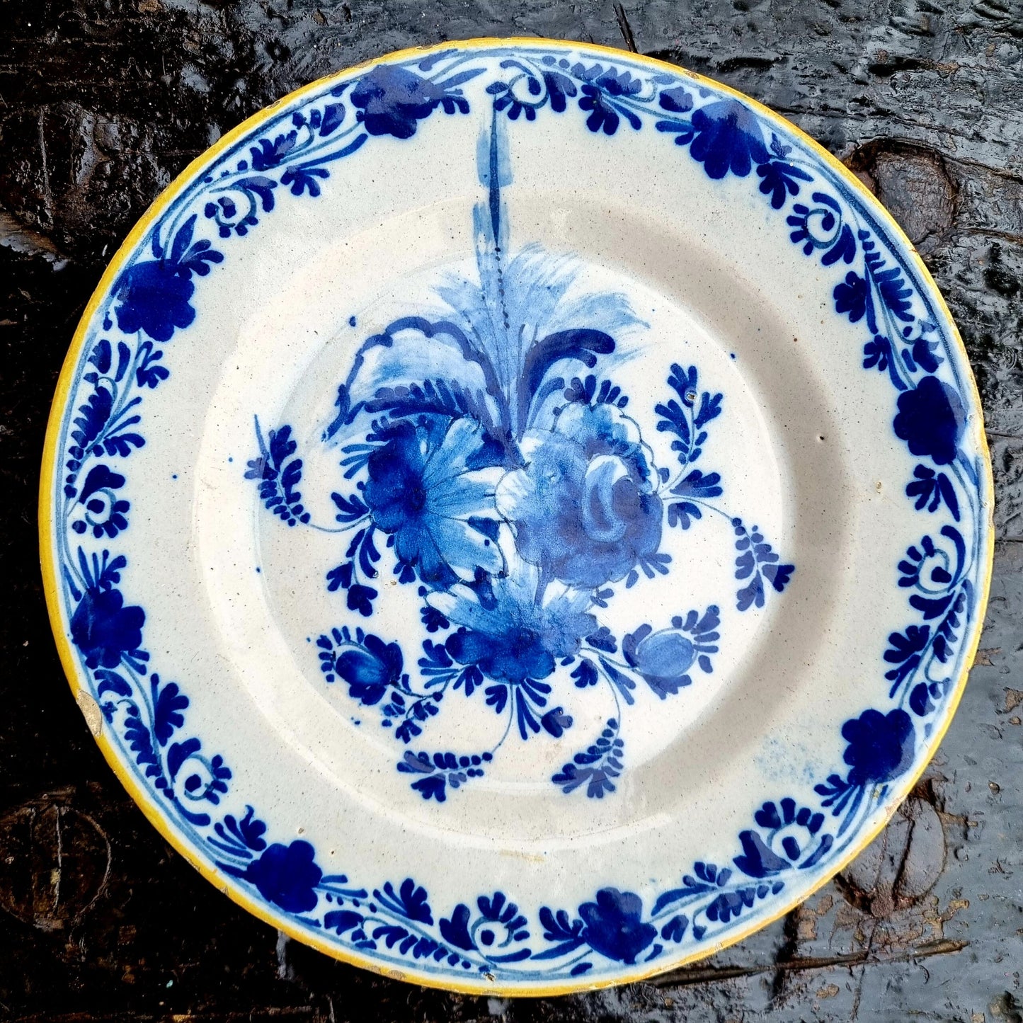 Mid 18th Century Dutch Antique Delftware Plate