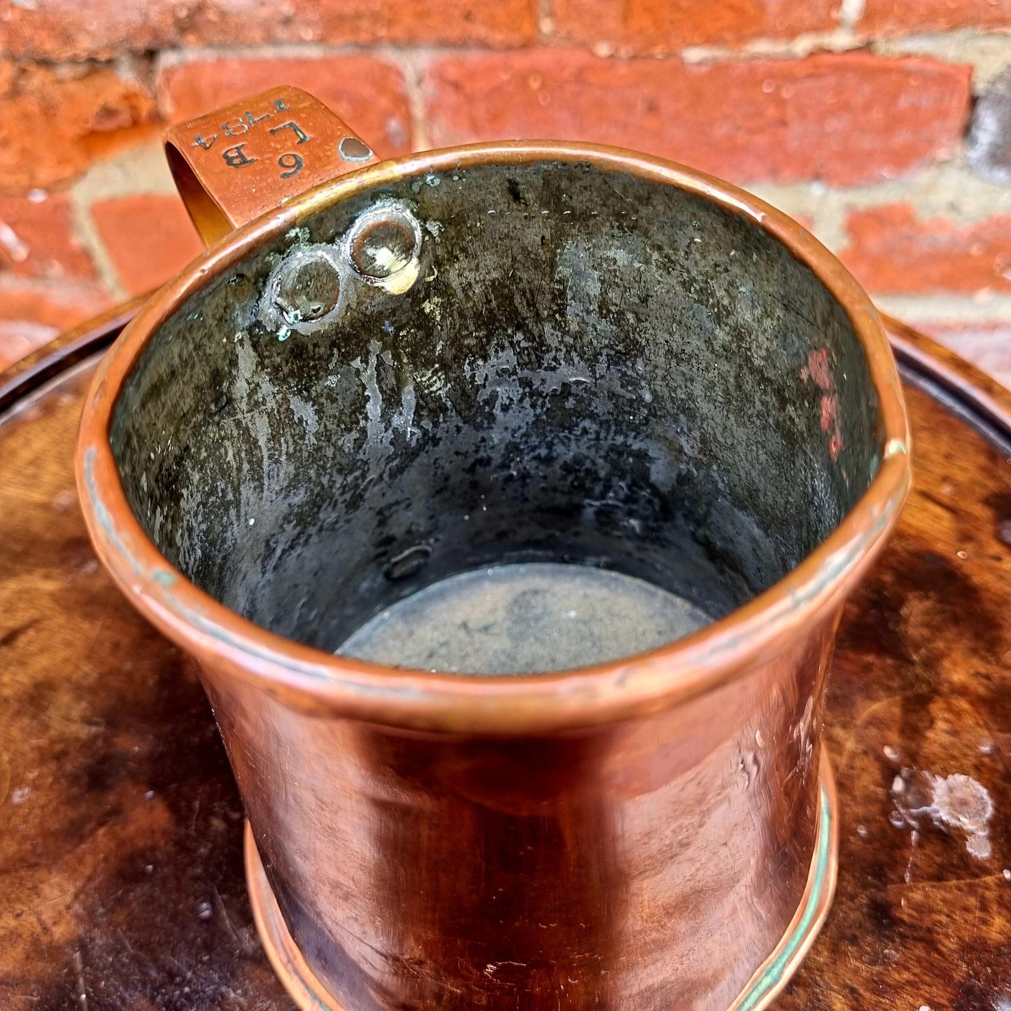 18th Century English Antique Copper Tankard or Measure Dated 1784