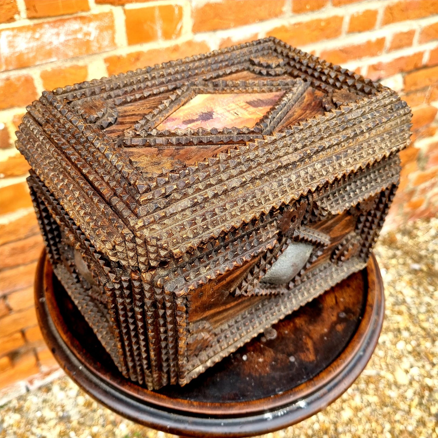 19th Century Antique Tramp Art Table Top Box