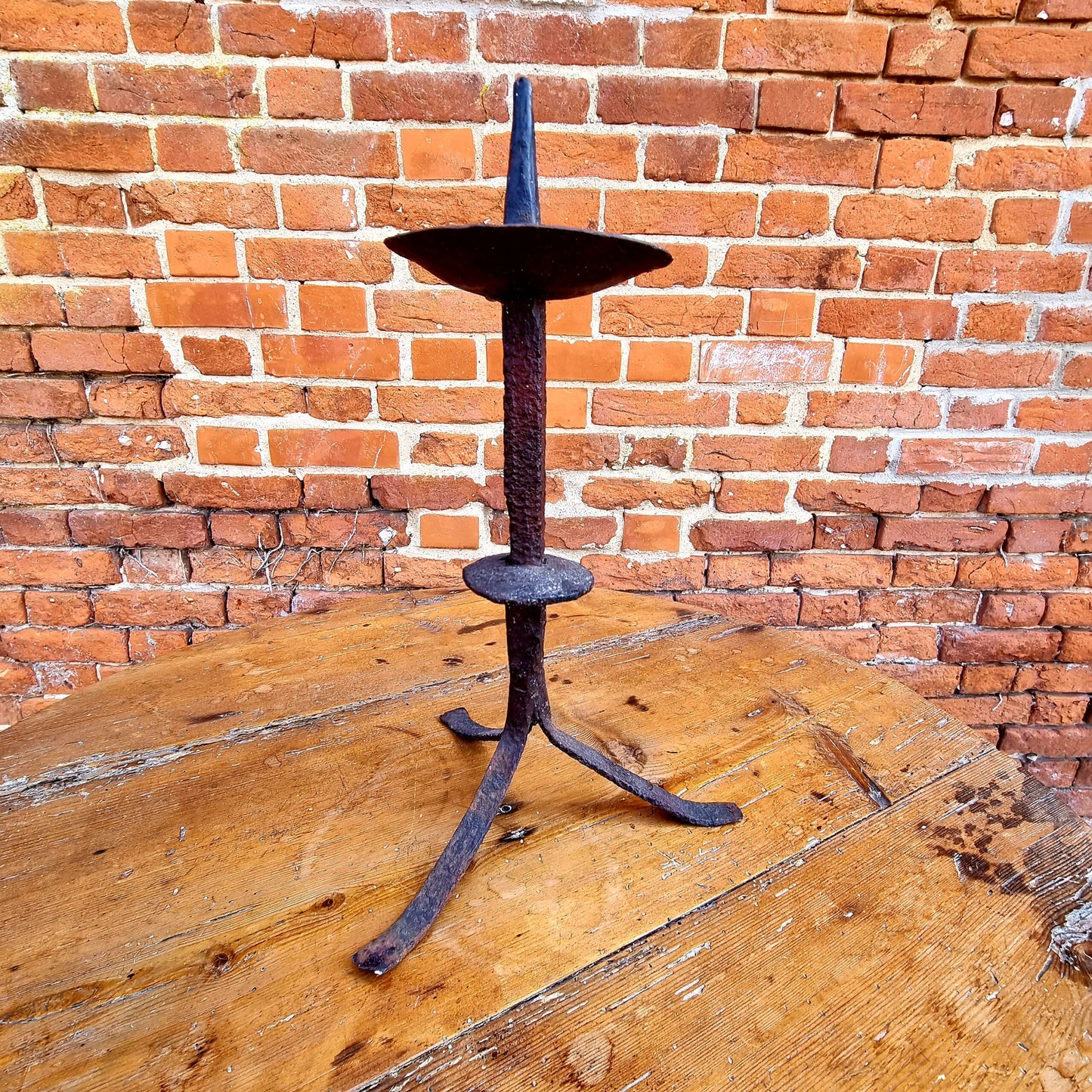 19th Century Antique Wrought Iron Pricket Candlestick or Candleholder