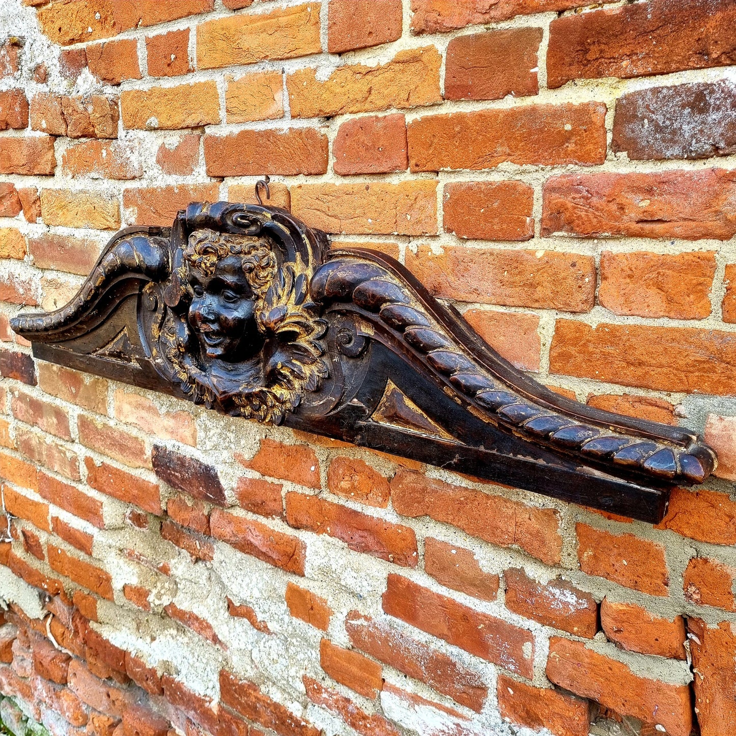 Late 17thC / Early 18thC Italian Baroque Antique Carved Walnut Door Pediment