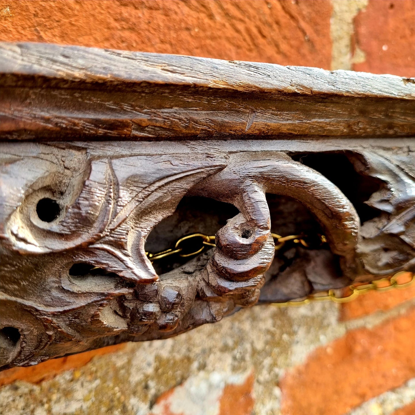 Late 15th Century / Early 16th Century Antique Carved Oak Fragment / Rail Depicting Foliage and Fruit