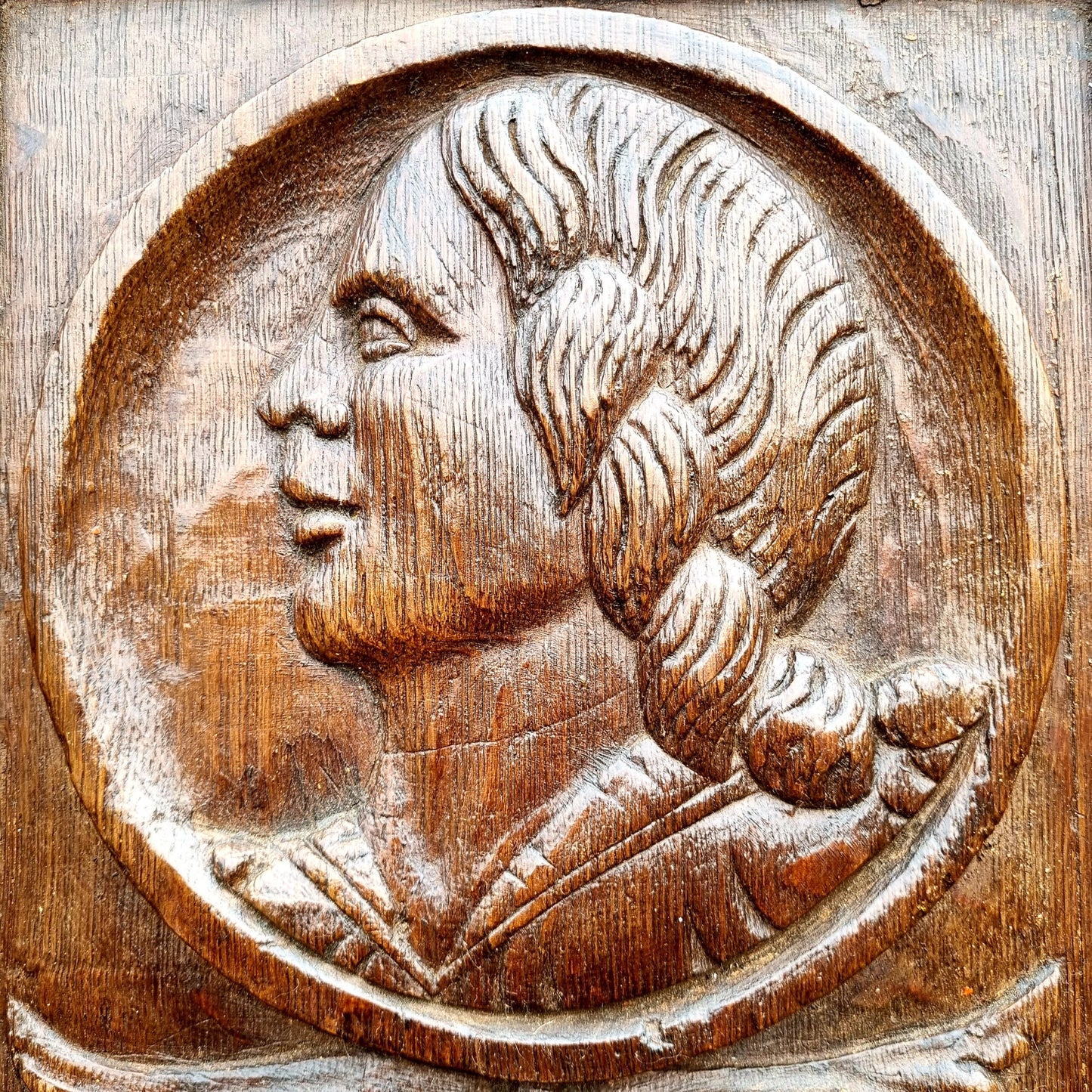 Set of Four 16th Century Antique Carved Oak Romayne Portrait Panels