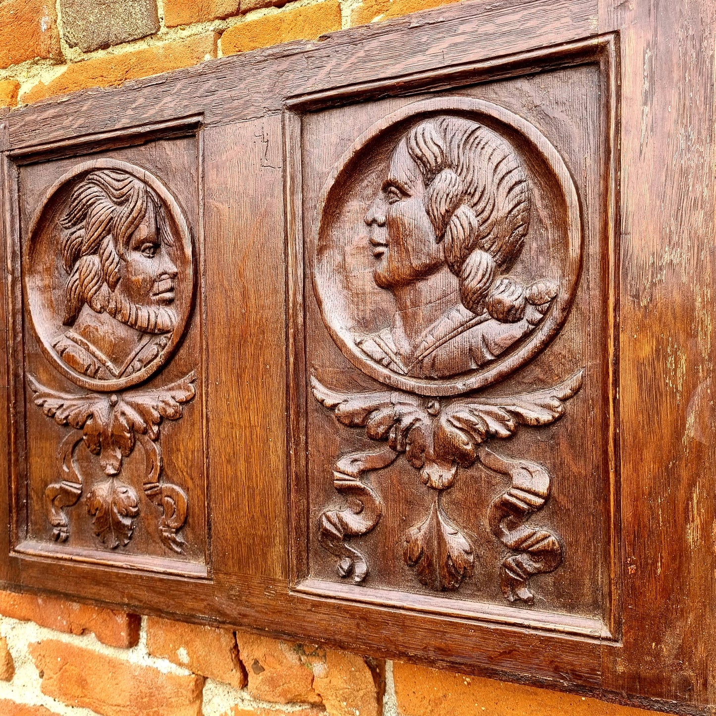Set of Four 16th Century Antique Carved Oak Romayne Portrait Panels