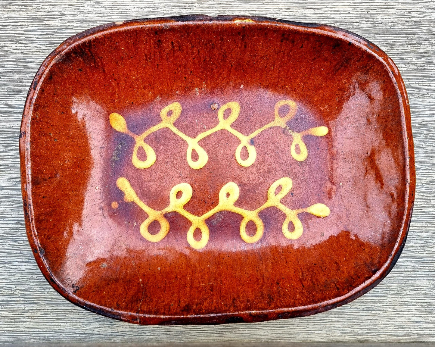 Late 18th Century Welsh Antique Earthenware Buckley Ware Slip Decorated Baking Dish