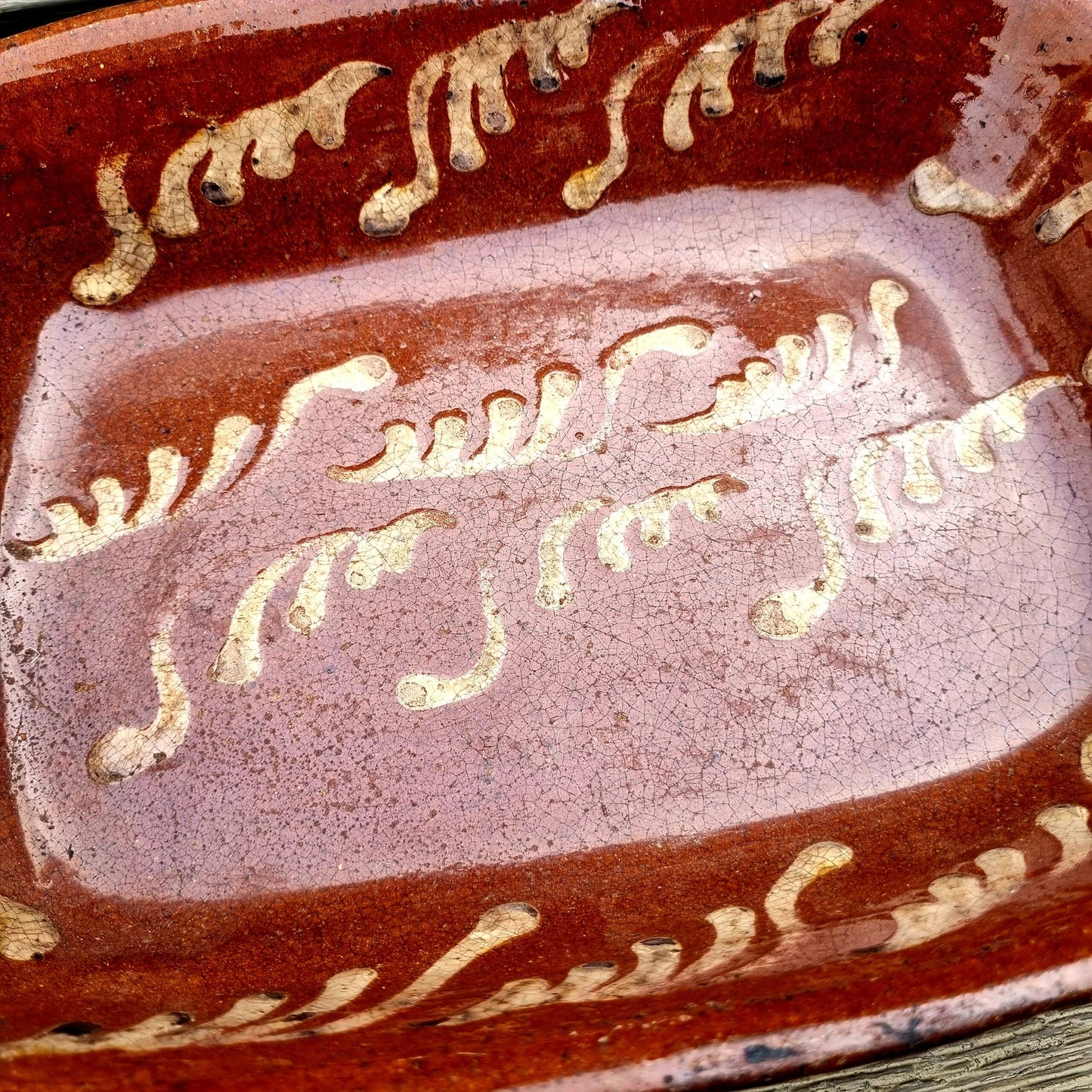 Diminutive Mid 19th Century Welsh Antique Earthenware Buckley Ware Slip Decorated Baking Dish