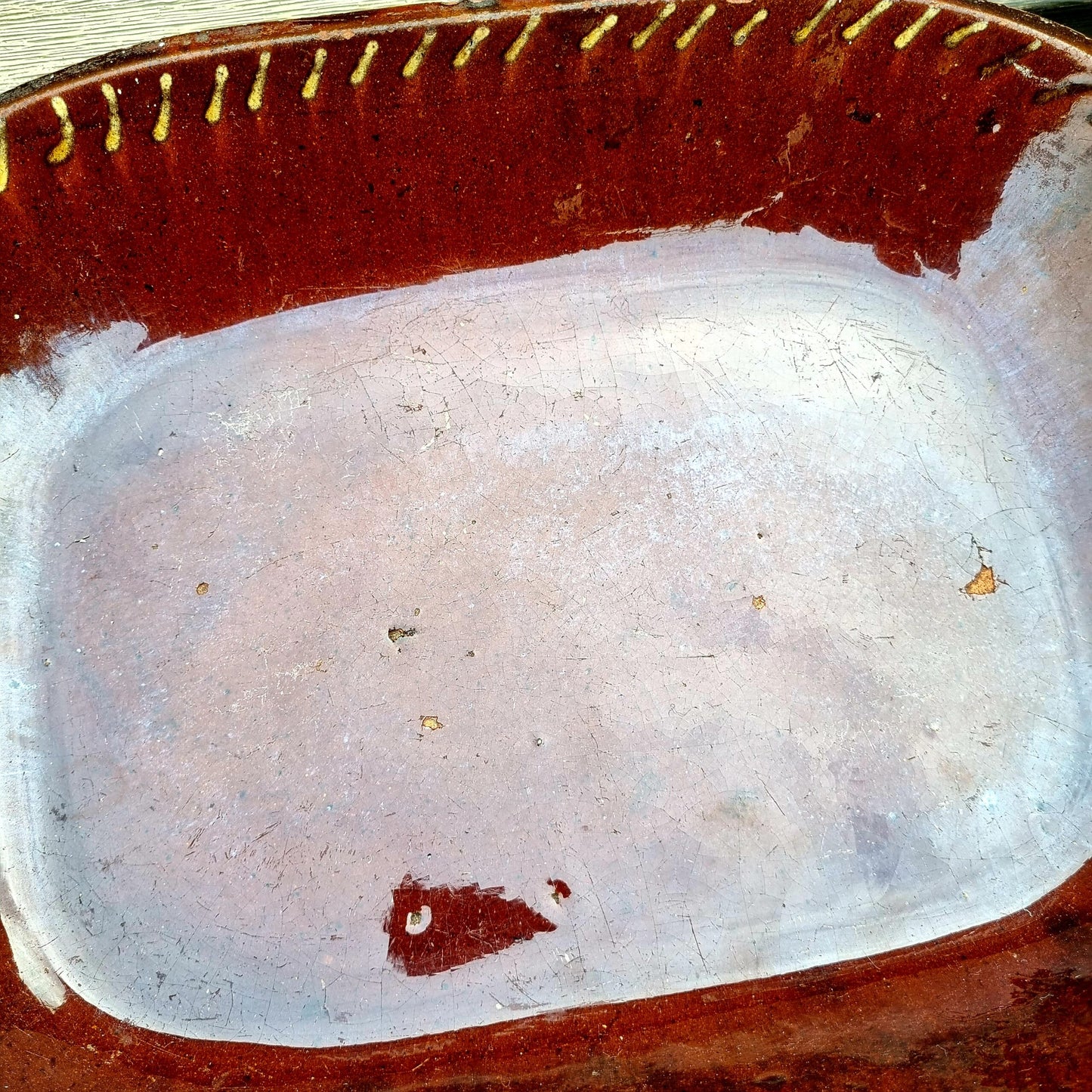 Mid 19th Century Welsh Antique Earthenware Buckley Ware Slip Decorated Baking Dish