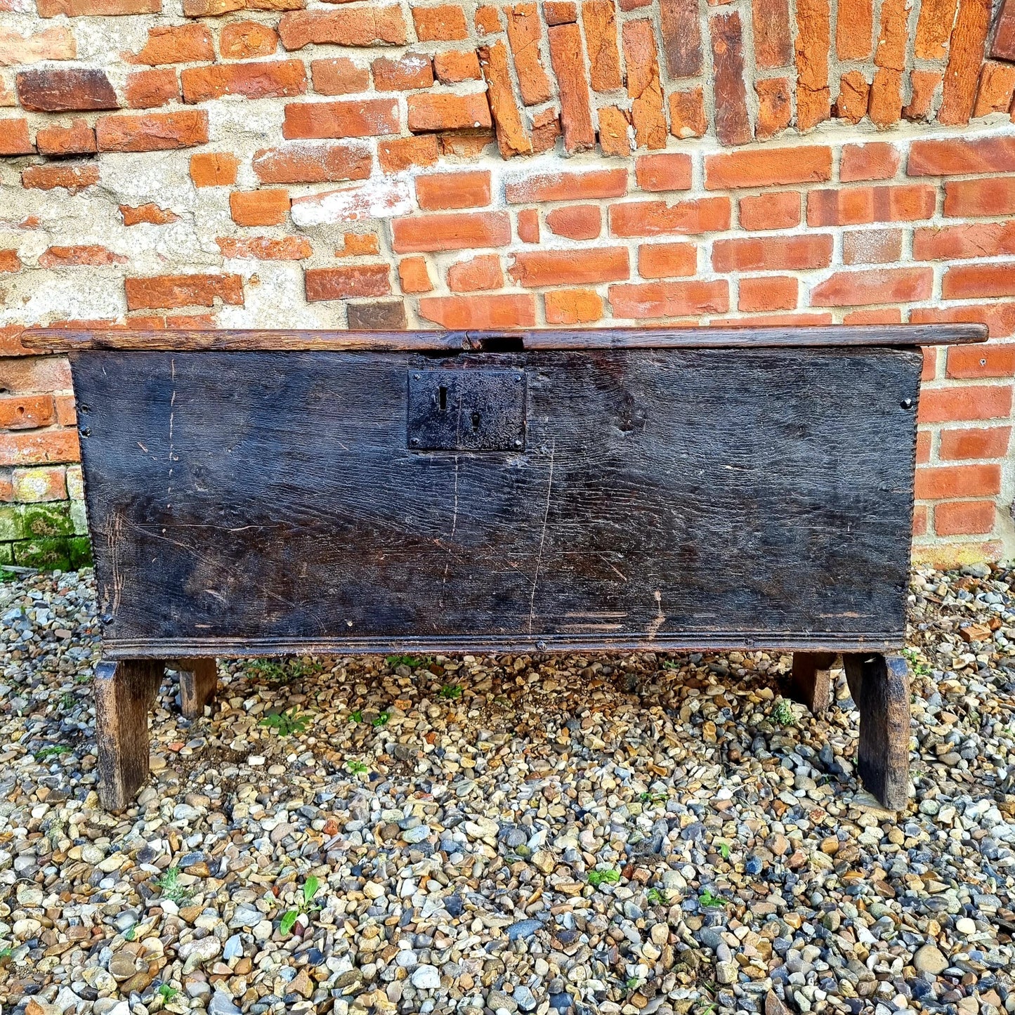 Late 16th Century English Antique Oak Boarded Chest or Coffer in "Barn Found" Condition