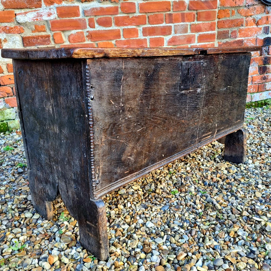 Late 16th Century English Antique Oak Boarded Chest or Coffer in "Barn Found" Condition