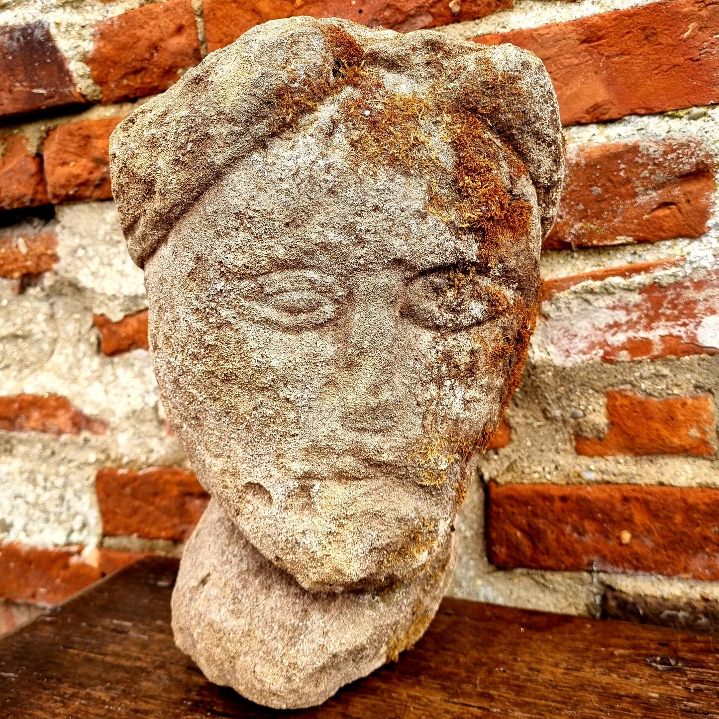 Naive Medieval / Gothic Antique Carved Stone Sculpture of a Female's Head