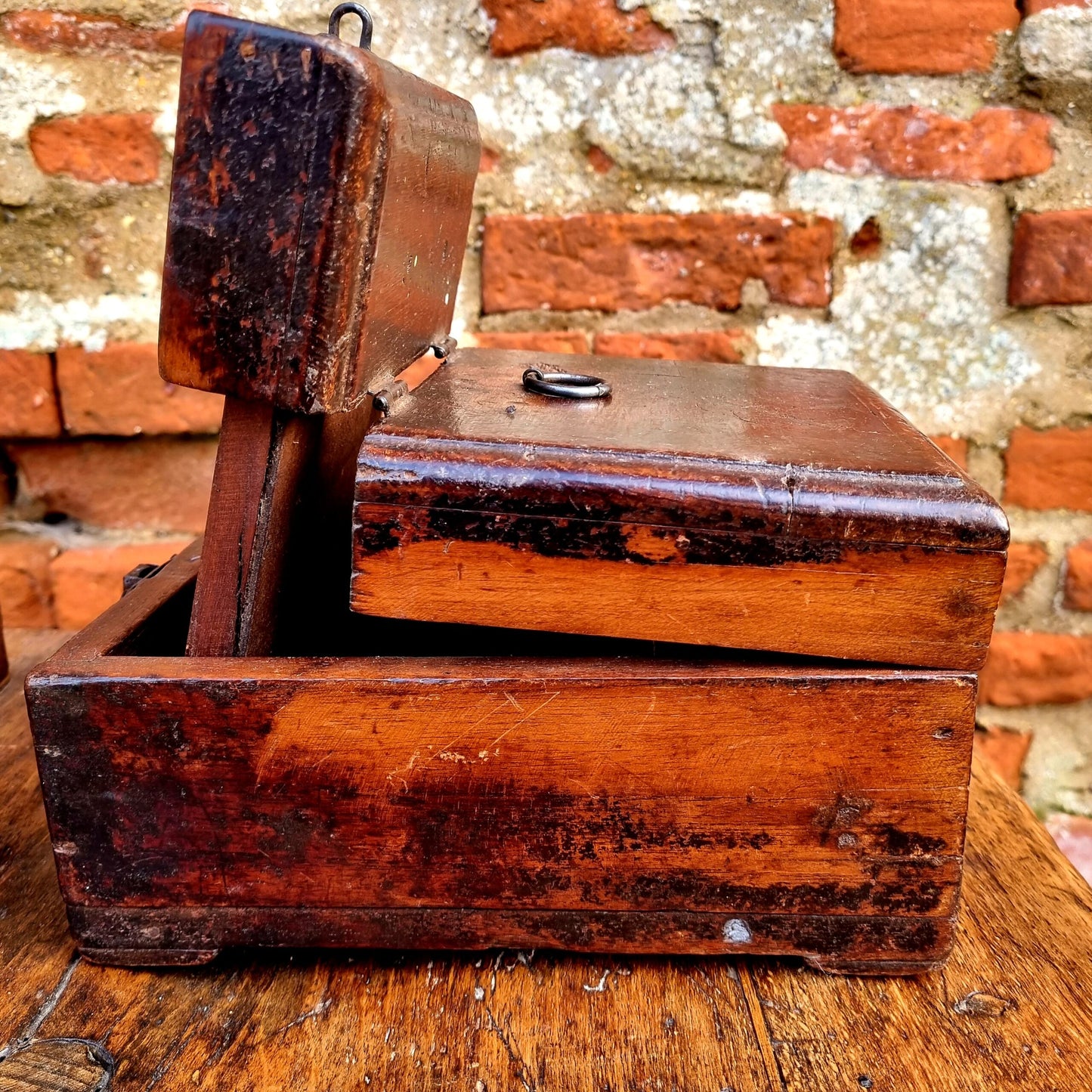 Late 19th Century Continental Antique Treen Gentleman's Travelling Vanity Box With Shaving Mirror