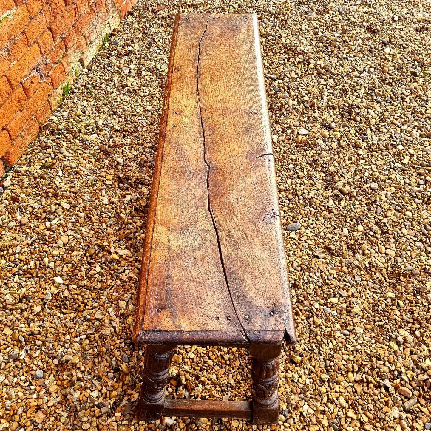 17th Century English Antique Oak Elongated Joint Stool or Form