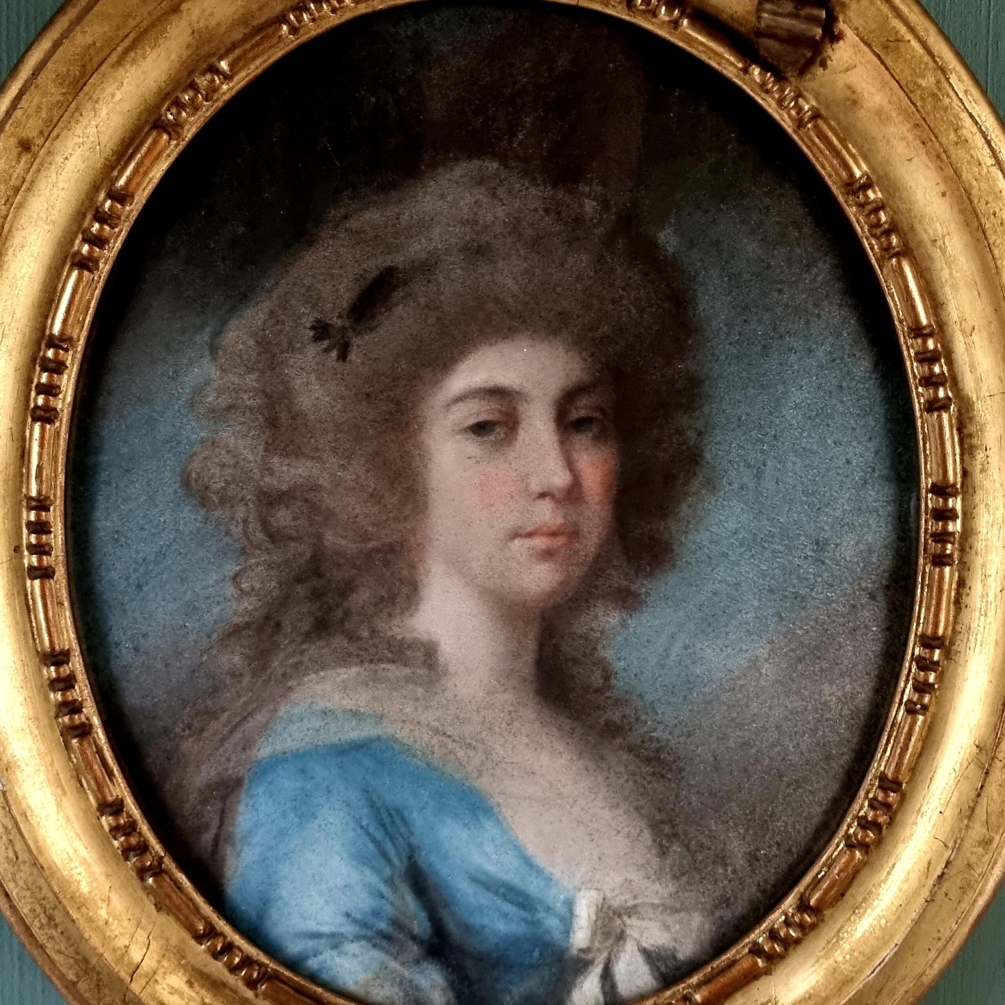 18th Century English School Antique Portrait of an Aristocratic Lady of Small Proportions Offered in "Attic Found" Condition