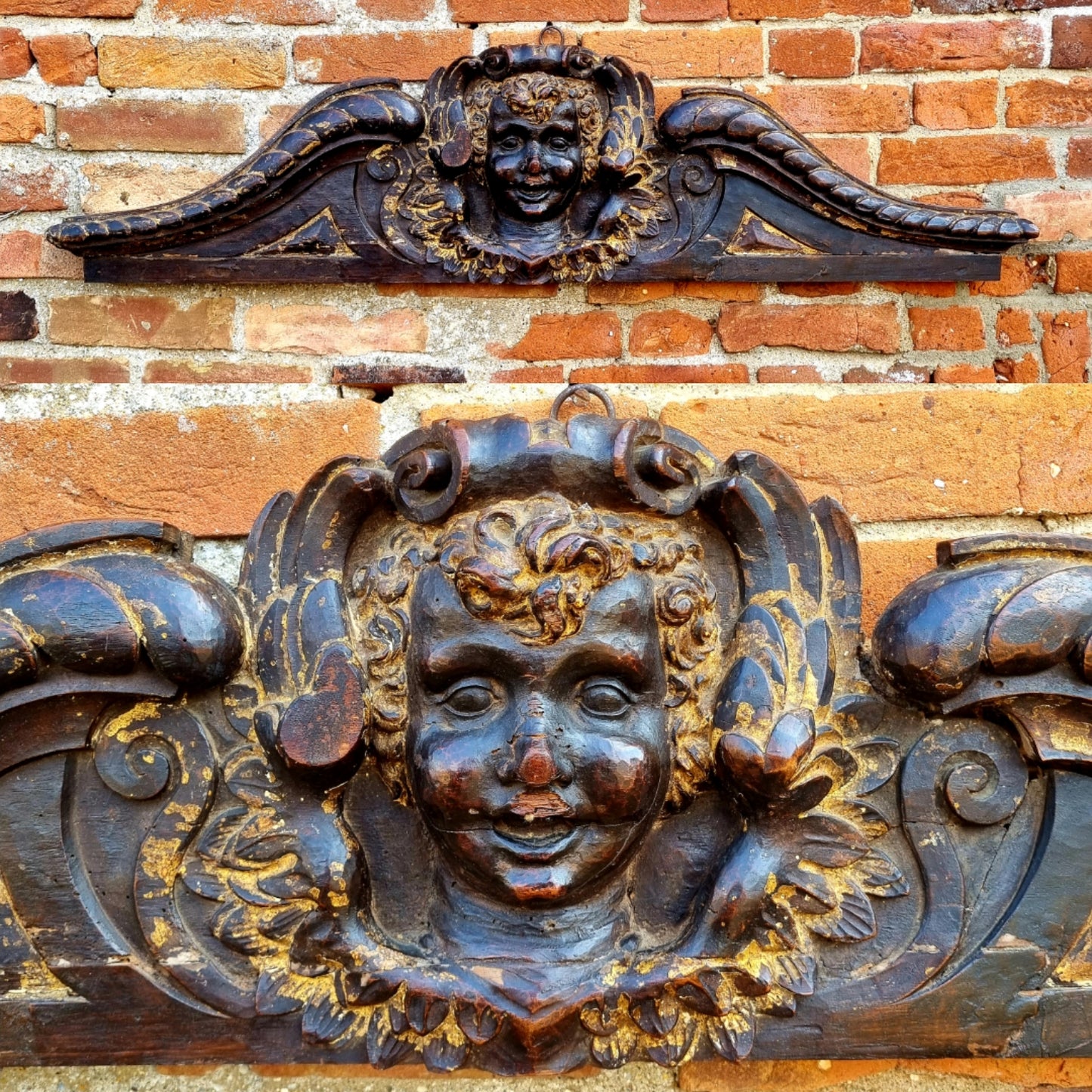Late 17thC / Early 18thC Italian Baroque Antique Carved Walnut Door Pediment