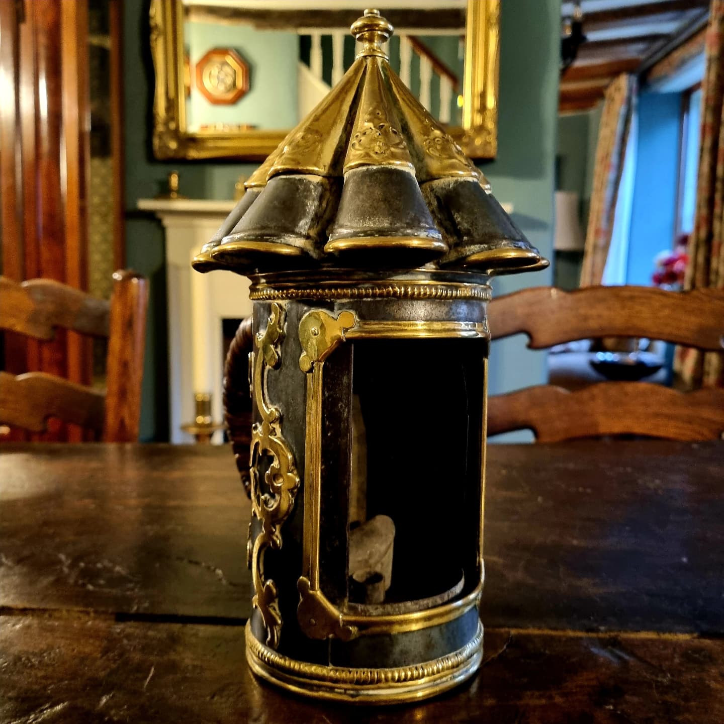 Rare Late 17th Century Dutch Antique Toleware and Brass Hand Lantern, Circa 1680