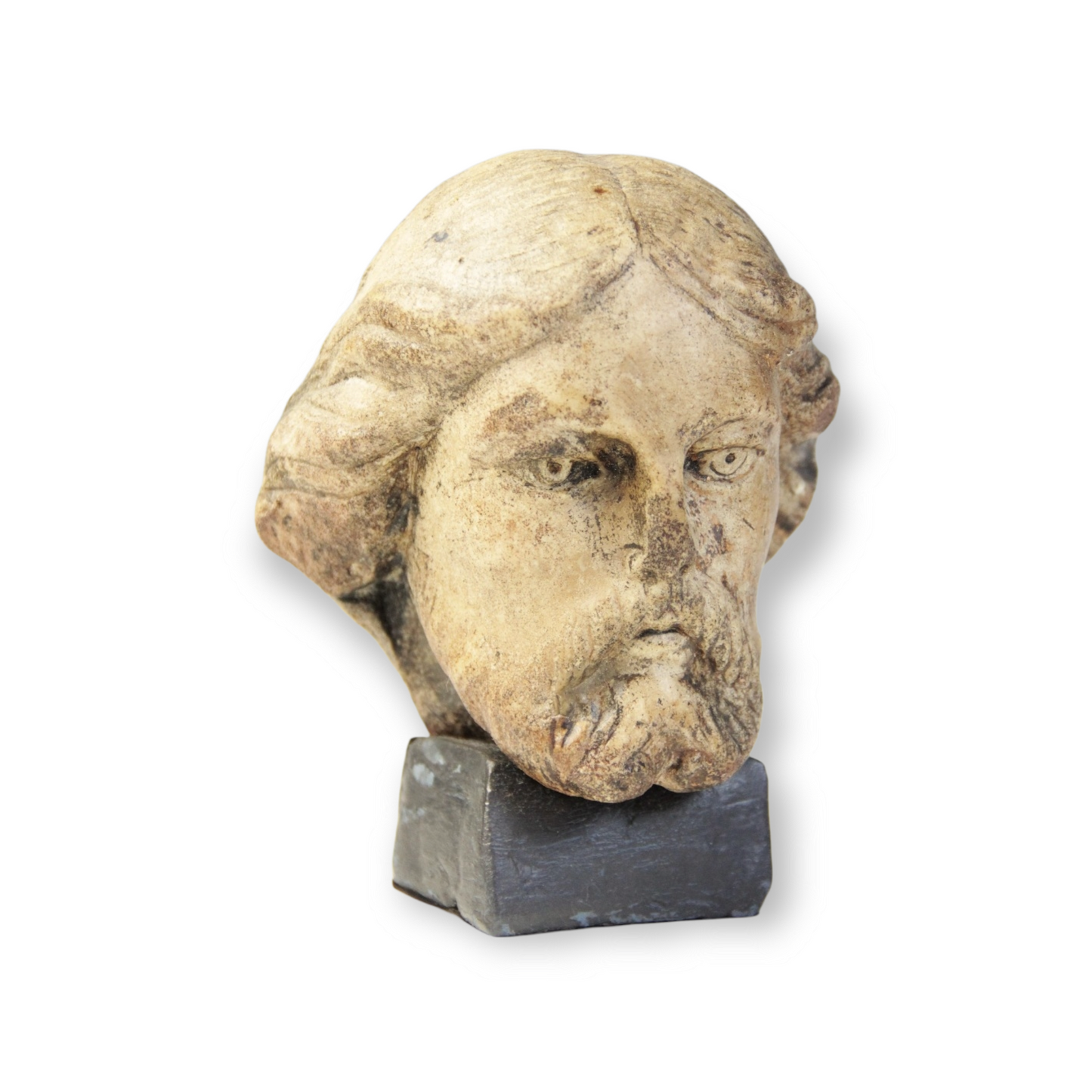 15th Century Antique Carved Alabaster Head of Christ