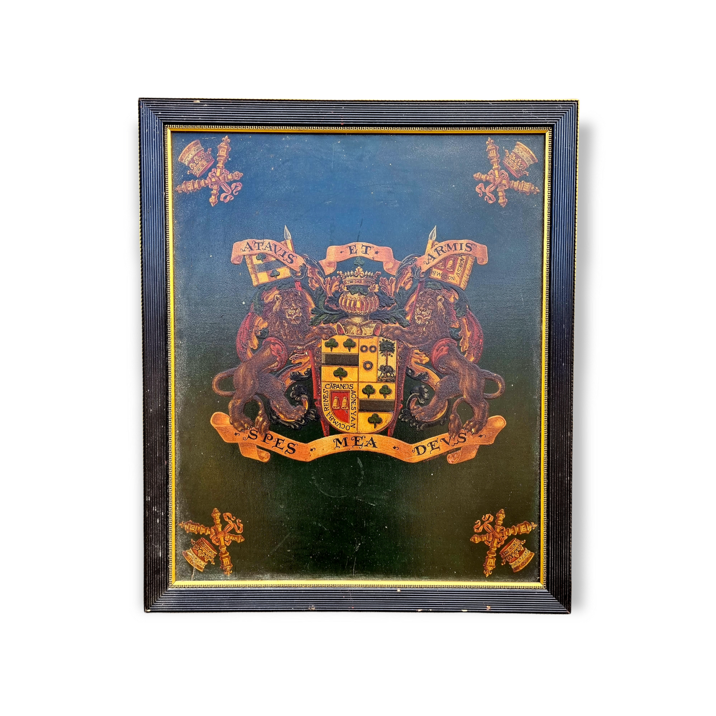 19th Century Style French Oil-on-Board Painted Armorial Panel