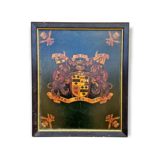 19th Century Style French Oil-on-Board Painted Armorial Panel