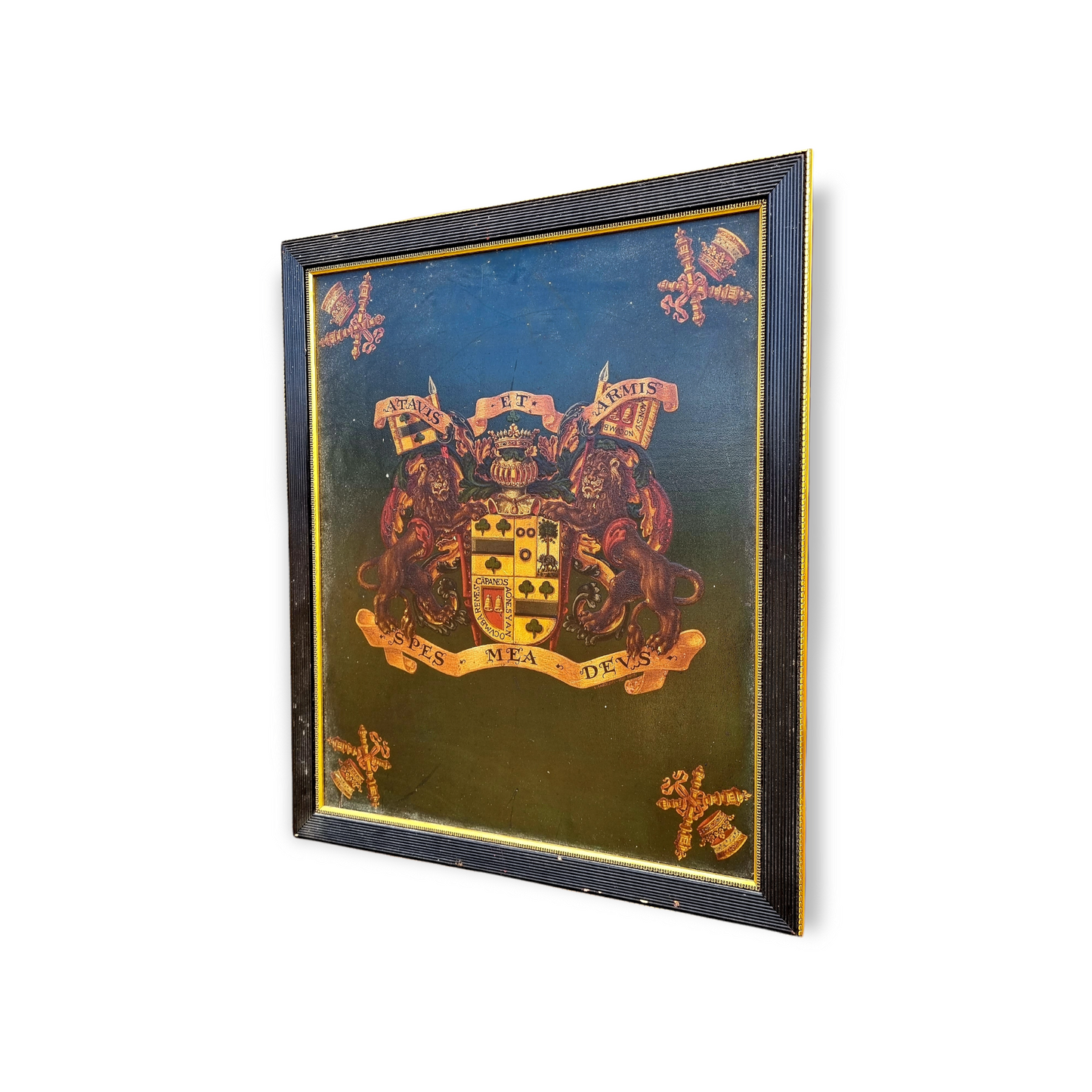 19th Century Style French Oil-on-Board Painted Armorial Panel