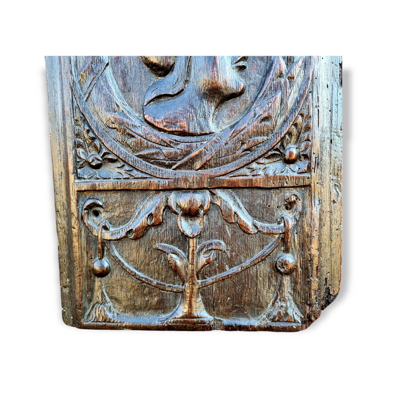 Mid 16th Century English Antique Carved Oak Romayne Panel
