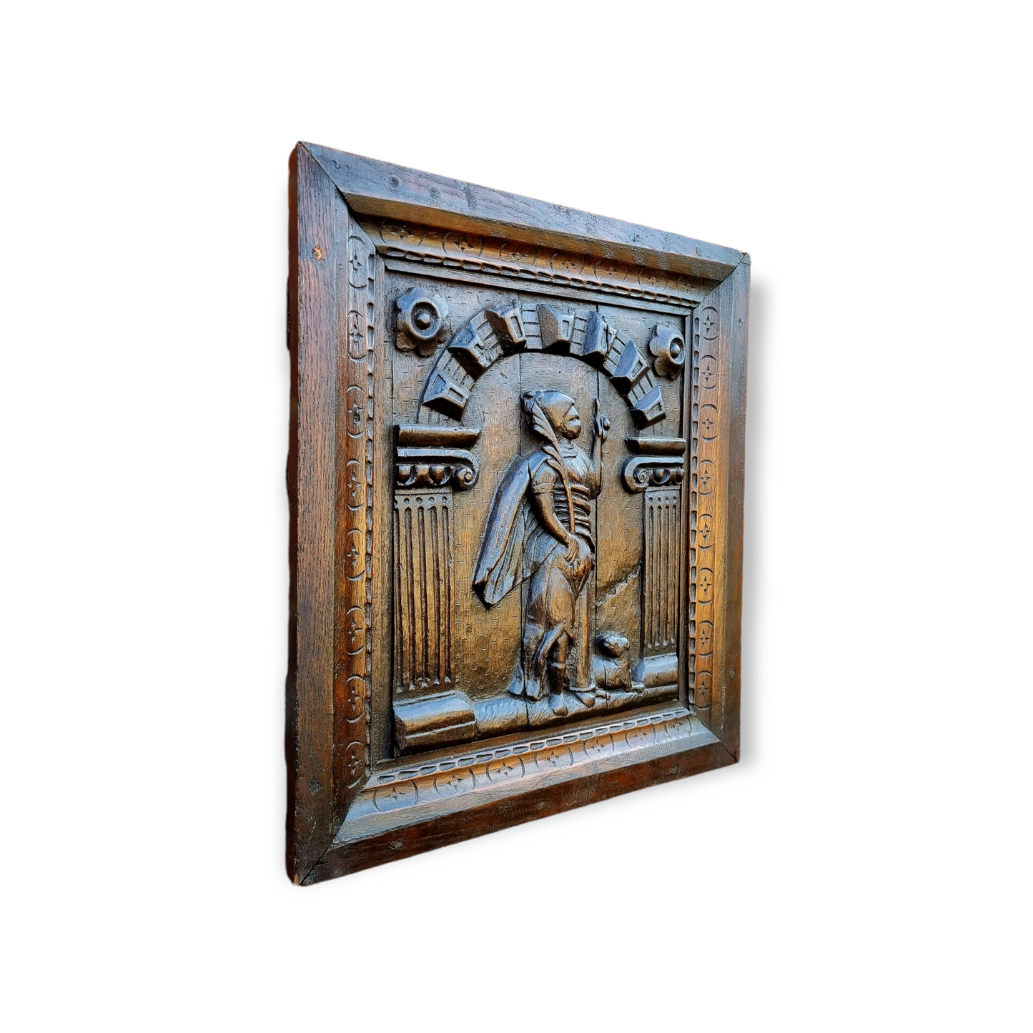Pair of 17th Century Flemish Antique Carved Oak Panels