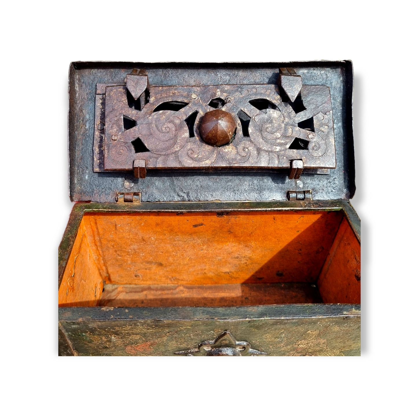 Rare Late16th Century / Early 17th Century German Antique Iron Nuremberg-Made Miniature Table Casket / Strongbox