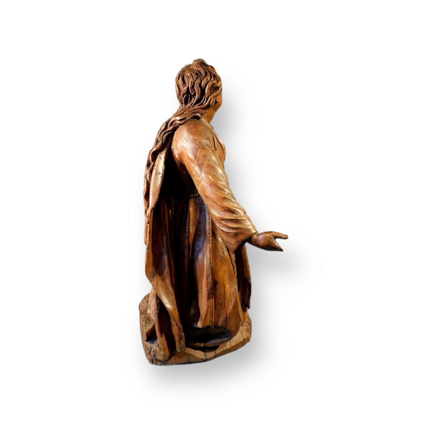 Early 17th Century Antique Carved Pine Sculpture of Mary Magdalene Depicted Kneeling