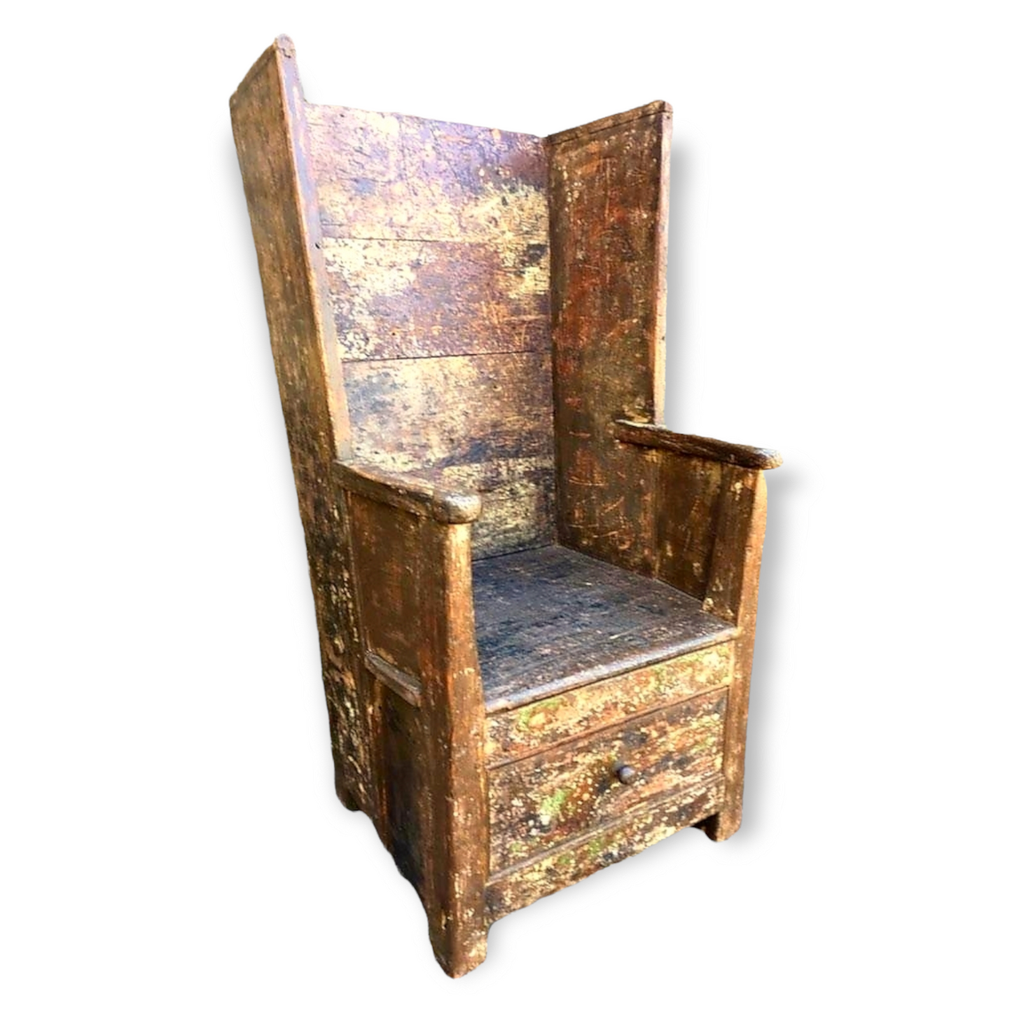 Scottish Vernacular Furniture - A Late 18thC Style Scottish Antique Pine Boarded "Orkney" Lambing Chair