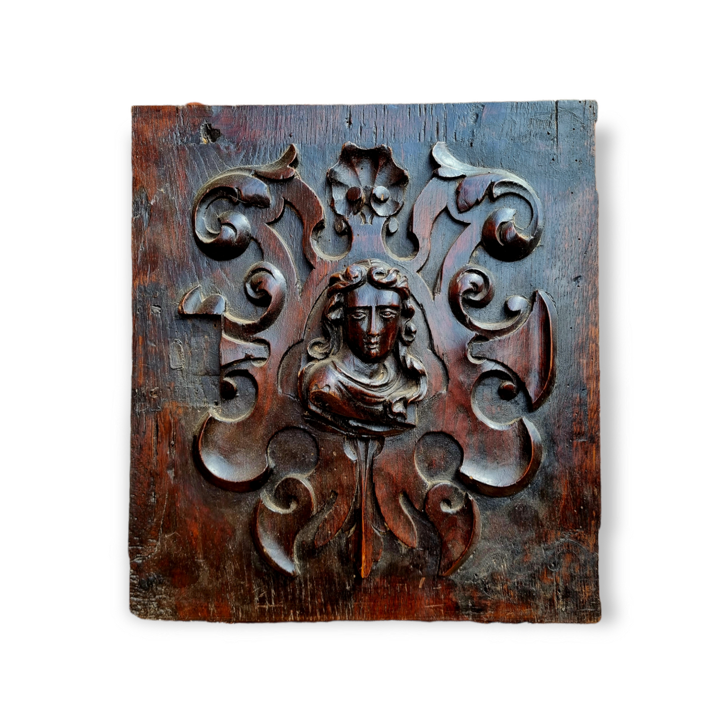 17th Century Flemish Antique Carved Oak Romayne Panel