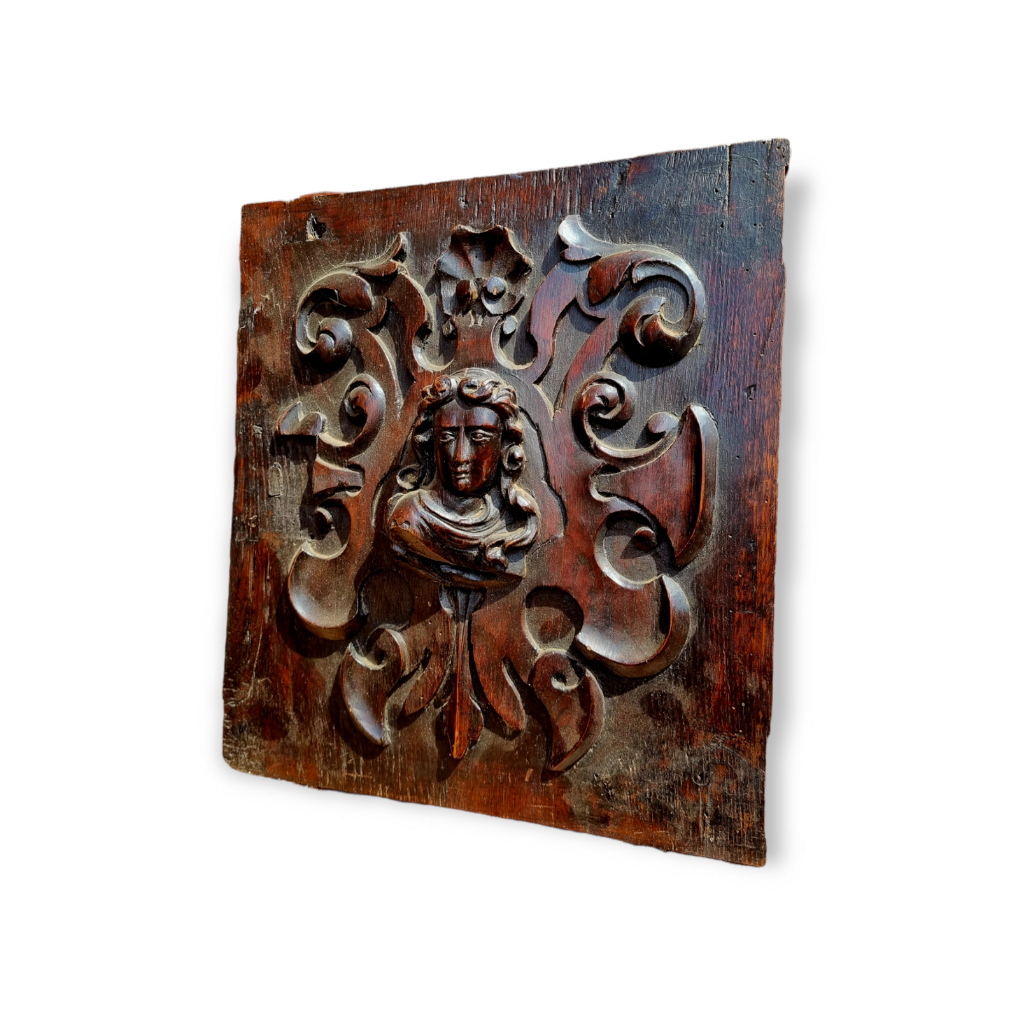 17th Century Flemish Antique Carved Oak Romayne Panel