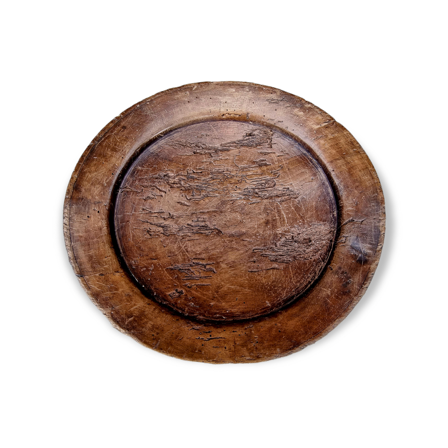 Large Late 17th Century English Antique Treen Plate