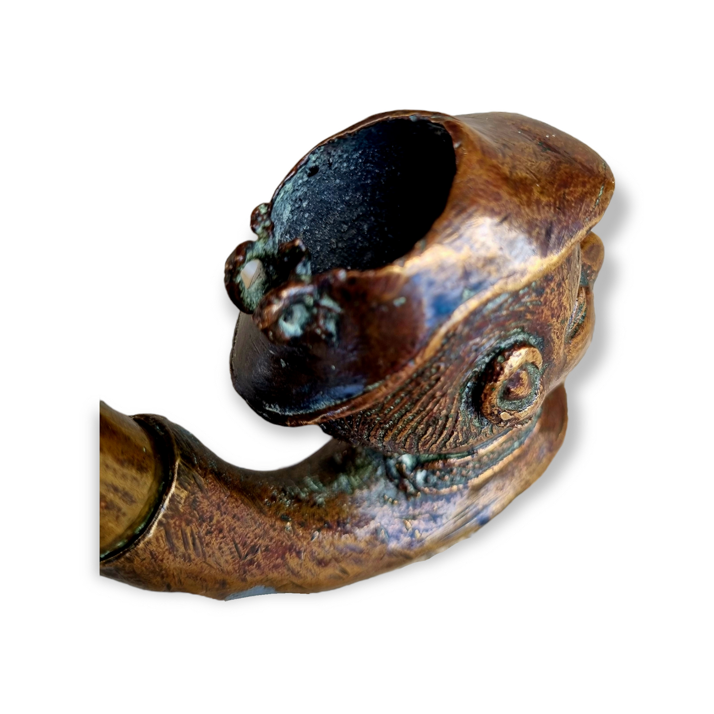 19thC Antique Bronze Tobacco Smoking Pipe / Tobacco Pipe