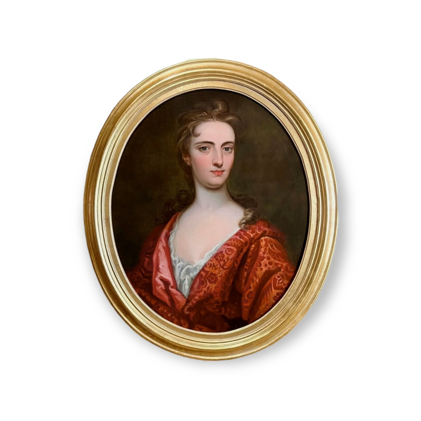 Follower of Sir Godfrey Kneller (1646-1723) - Late 17th Century / Early 18th Century English School Antique Oil on Canvas Portrait of a Lady