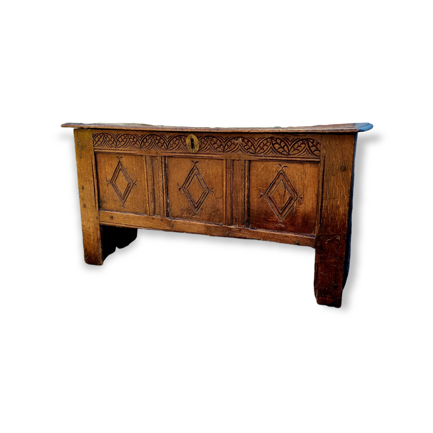 Late 16th Century English Antique Oak Transitional Coffer or Chest