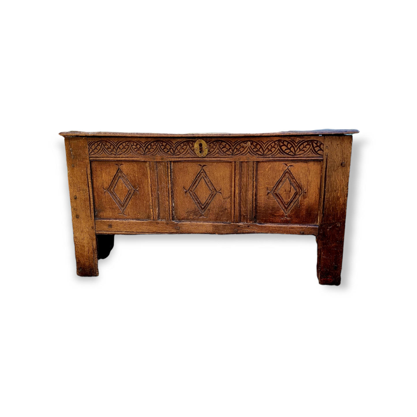 Late 16th Century English Antique Oak Transitional Coffer or Chest