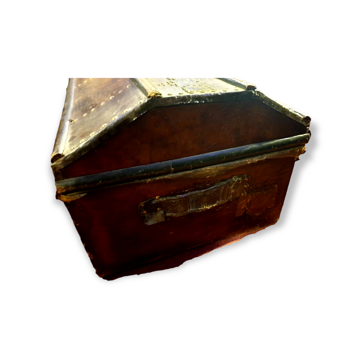 17th Century Spanish Antique Leather-Bound Travelling Trunk or Chest