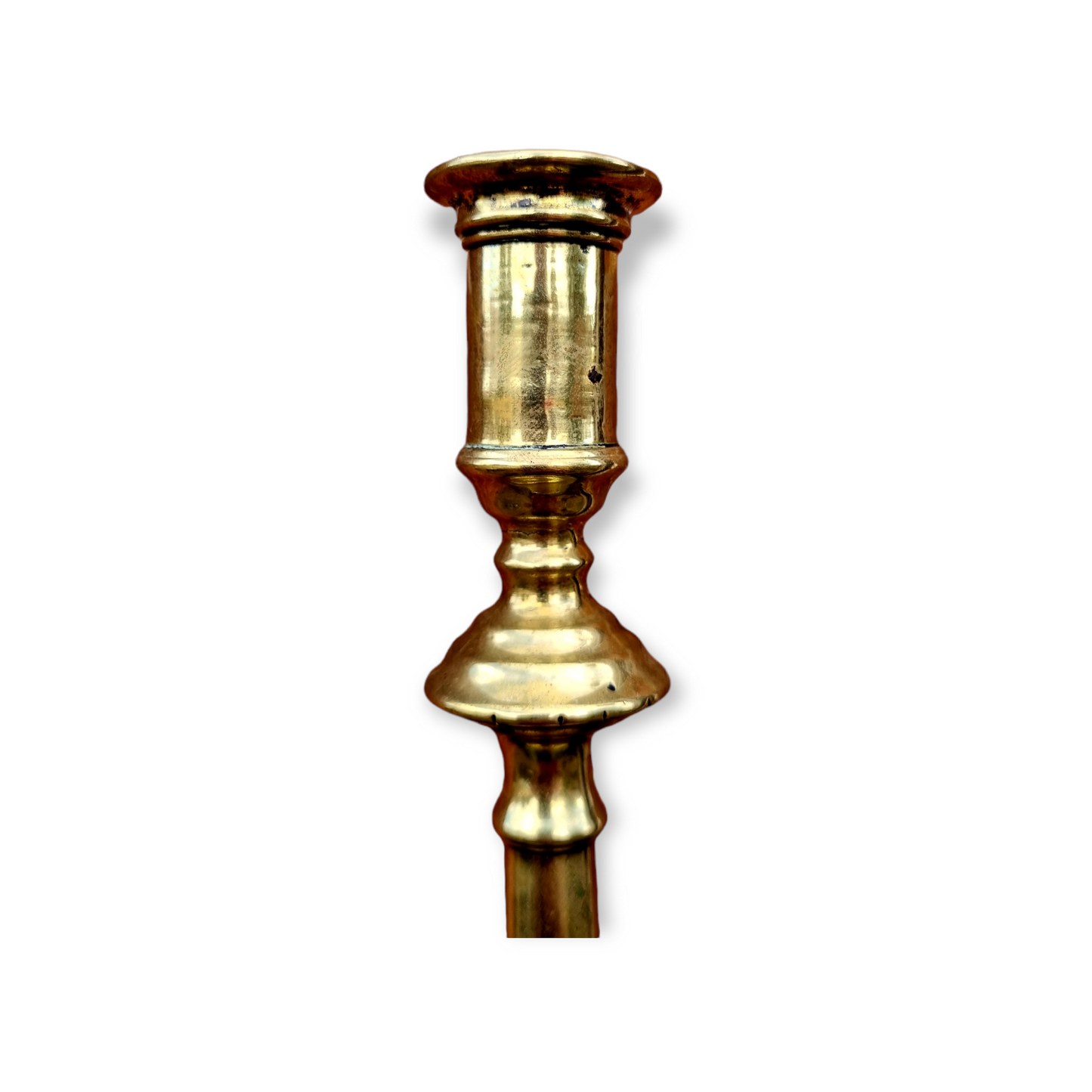 18th Century English Antique Brass Candlestick, Circa 1755-1760