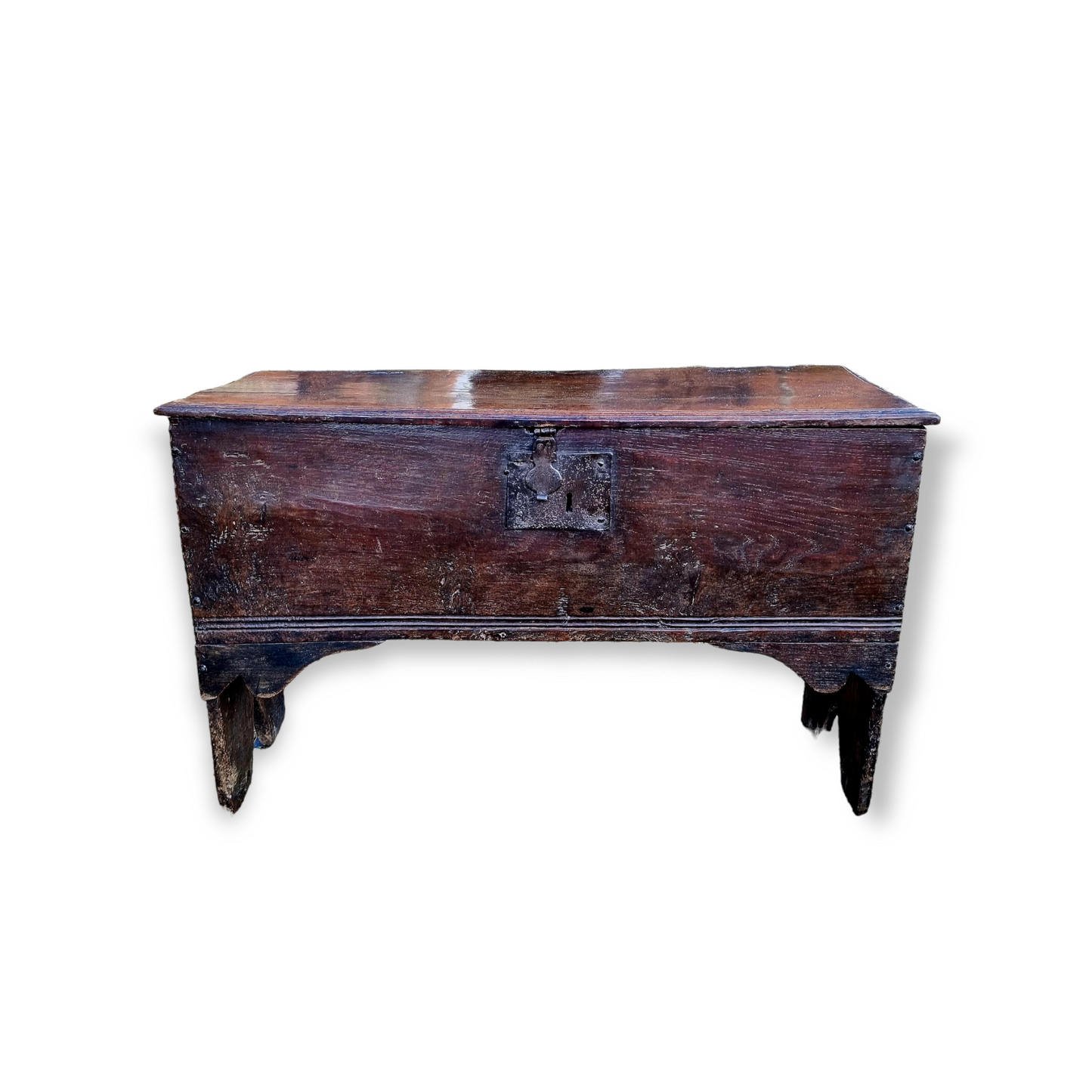 An Early 17th Century English Antique Oak Six-Plank Chest or Coffer