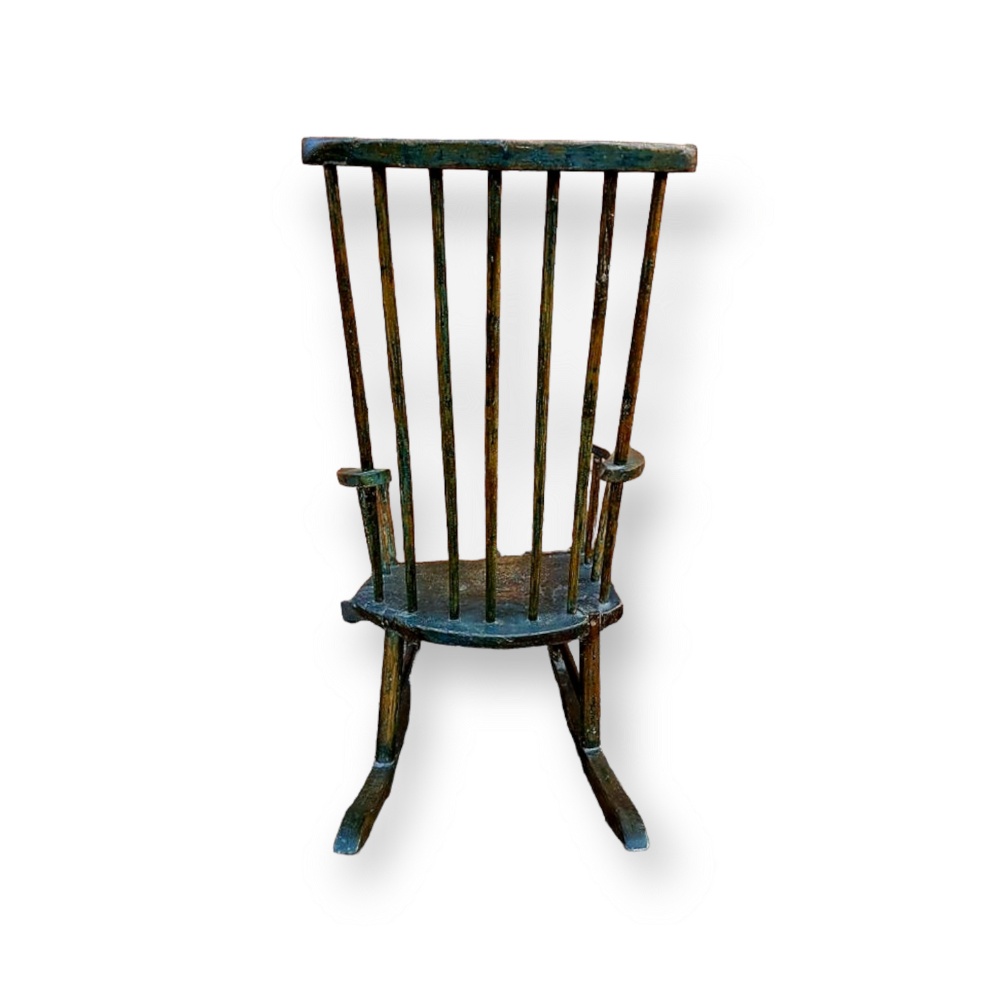 Late 18thC Primitive English Antique Comb Back Windsor Rocking Chair / Armchair