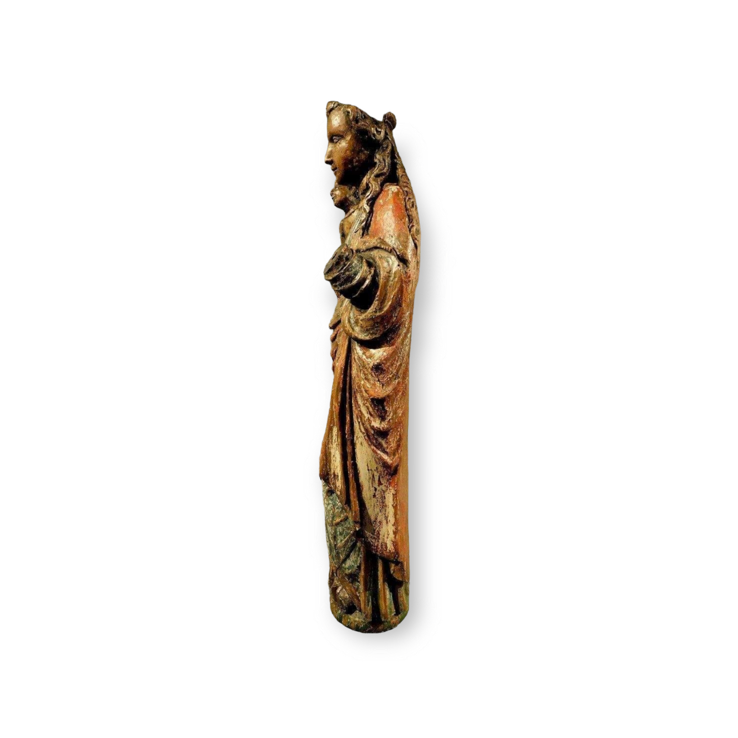 Late 15th Century German Antique Carved Oak Sculpture Of The Virgin Mary And Child