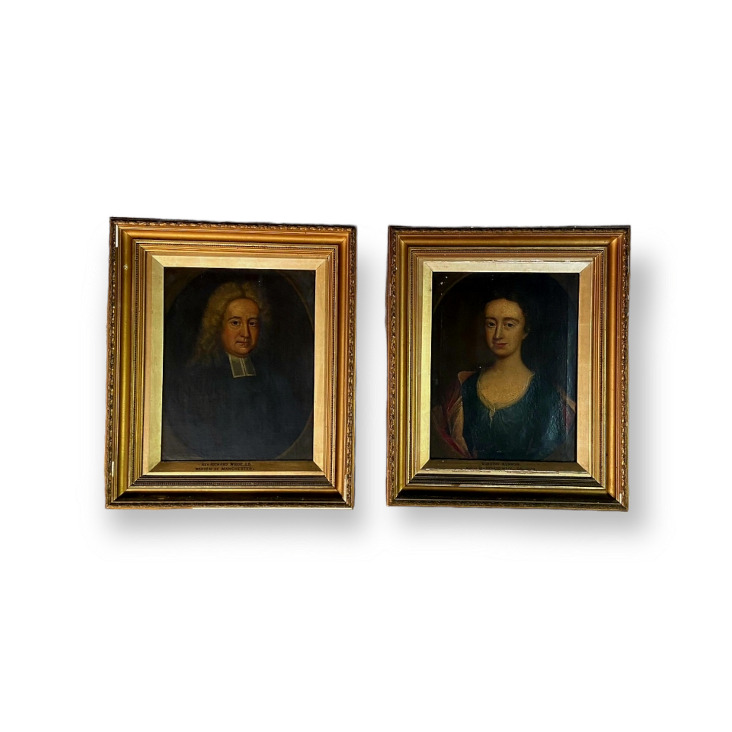 A Charming Pair of Late 17th Century English School Portraits of Reverend Richard Wroe and Mrs Dorothy Wroe