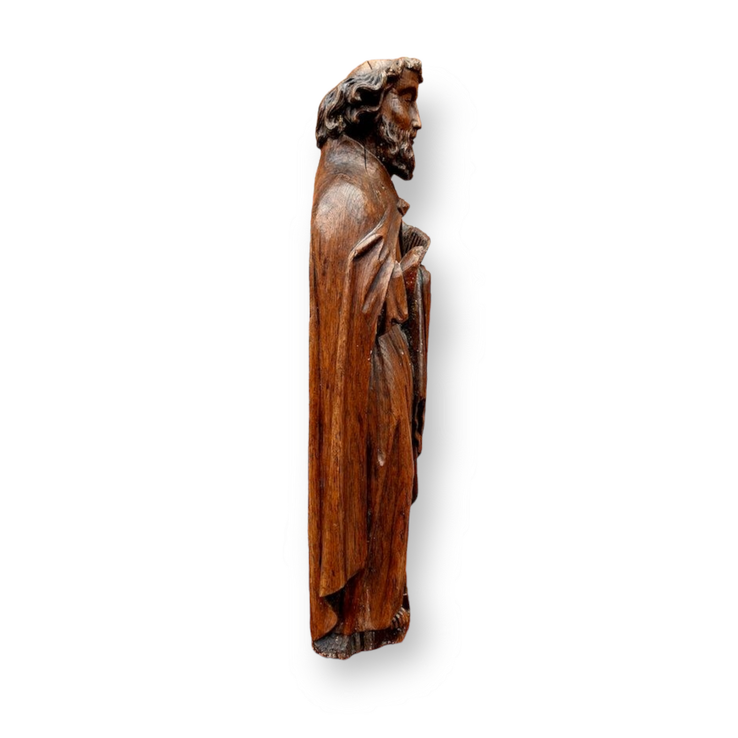 15th Century Gothic Antique Carved Oak Sculpture of a Saint, Circa 1450-1500