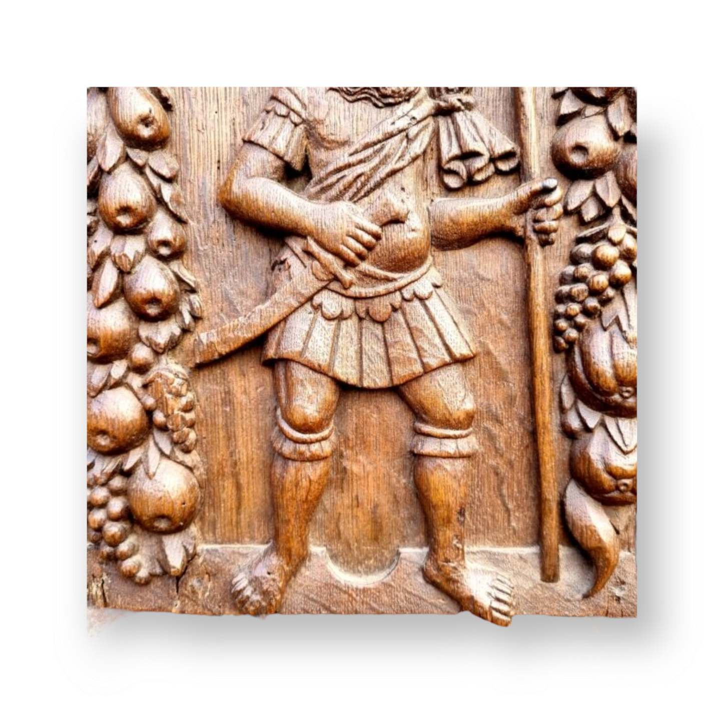 Early 17th Century Flemish Antique Carved Oak Panel Depicting a Warrior