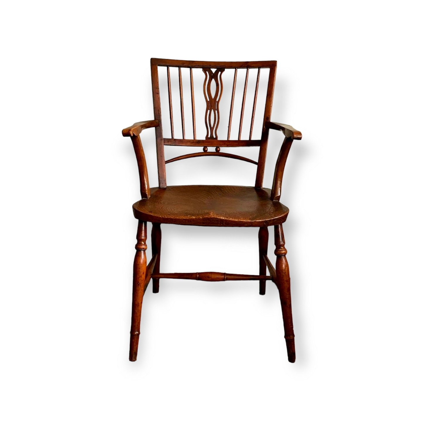 George III Period English Antique Yew Wood Mendlesham Chair / Armchair, circa 1800