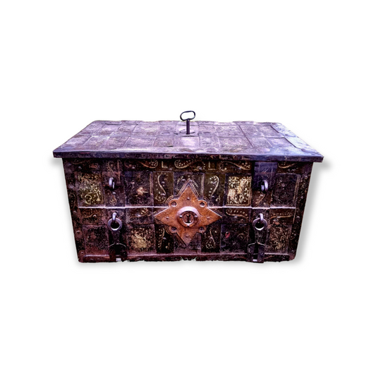 Mid 17th Century German Antique Iron Nuremberg-Made "Armada Chest" or Strongbox