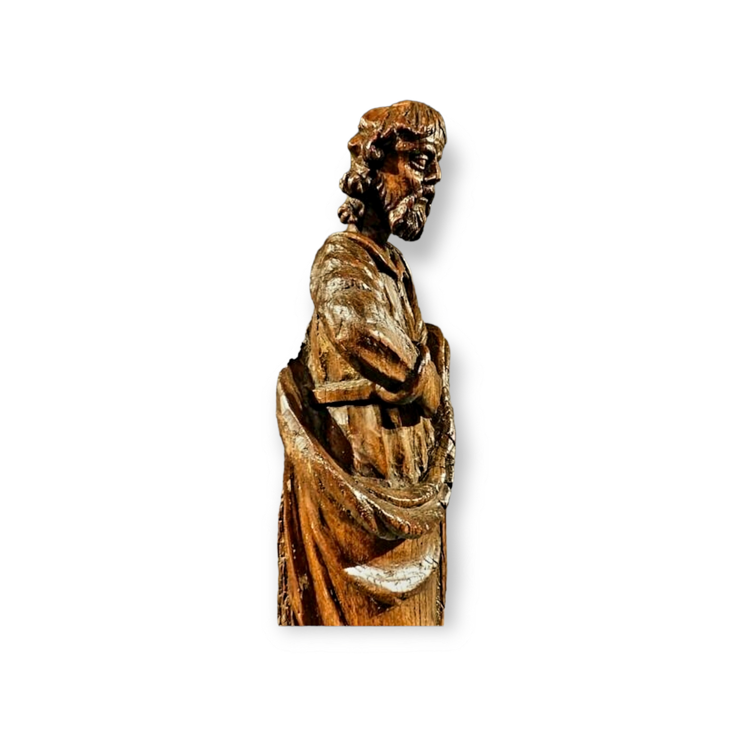 Early 17th Century French Antique Carved Oak Sculpture Of An Apostle