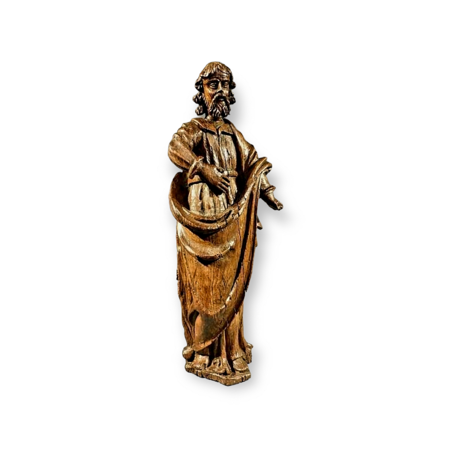 Early 17th Century French Antique Carved Oak Sculpture Of An Apostle
