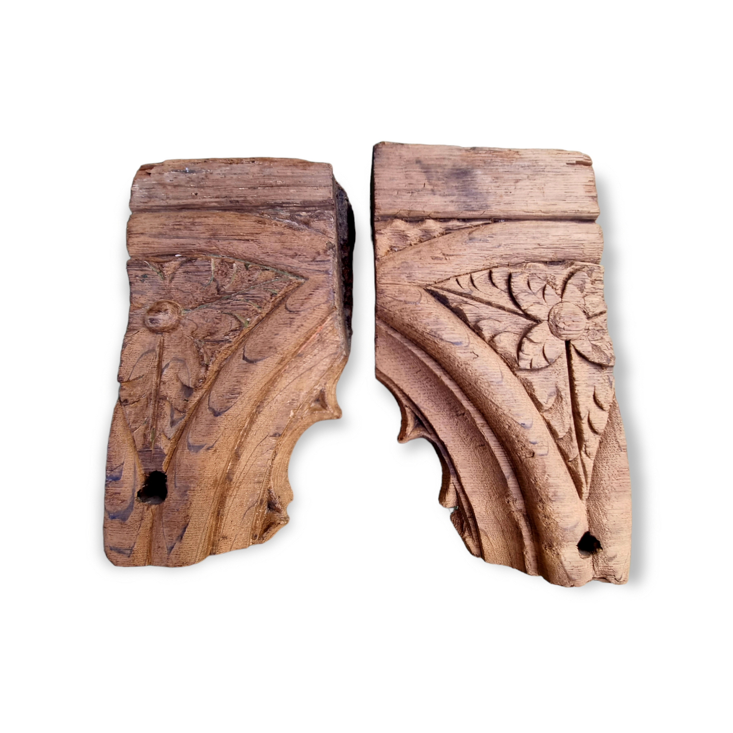 Rare Matched Pair of 15th Century English Antique Carved Oak Rood Screen Fragments