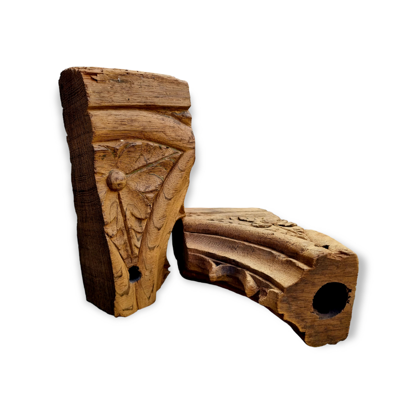 Rare Matched Pair of 15th Century English Antique Carved Oak Rood Screen Fragments